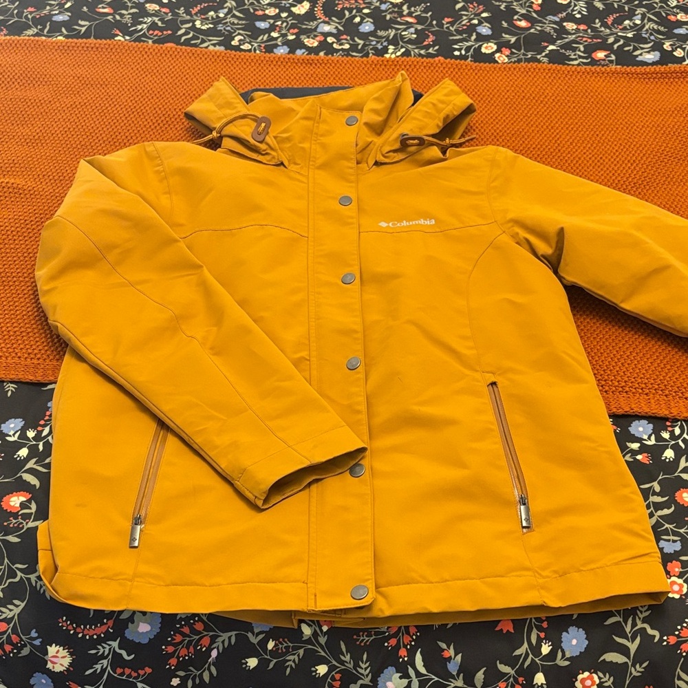 Columbia Mustard-Style Yellow Rain Jacket